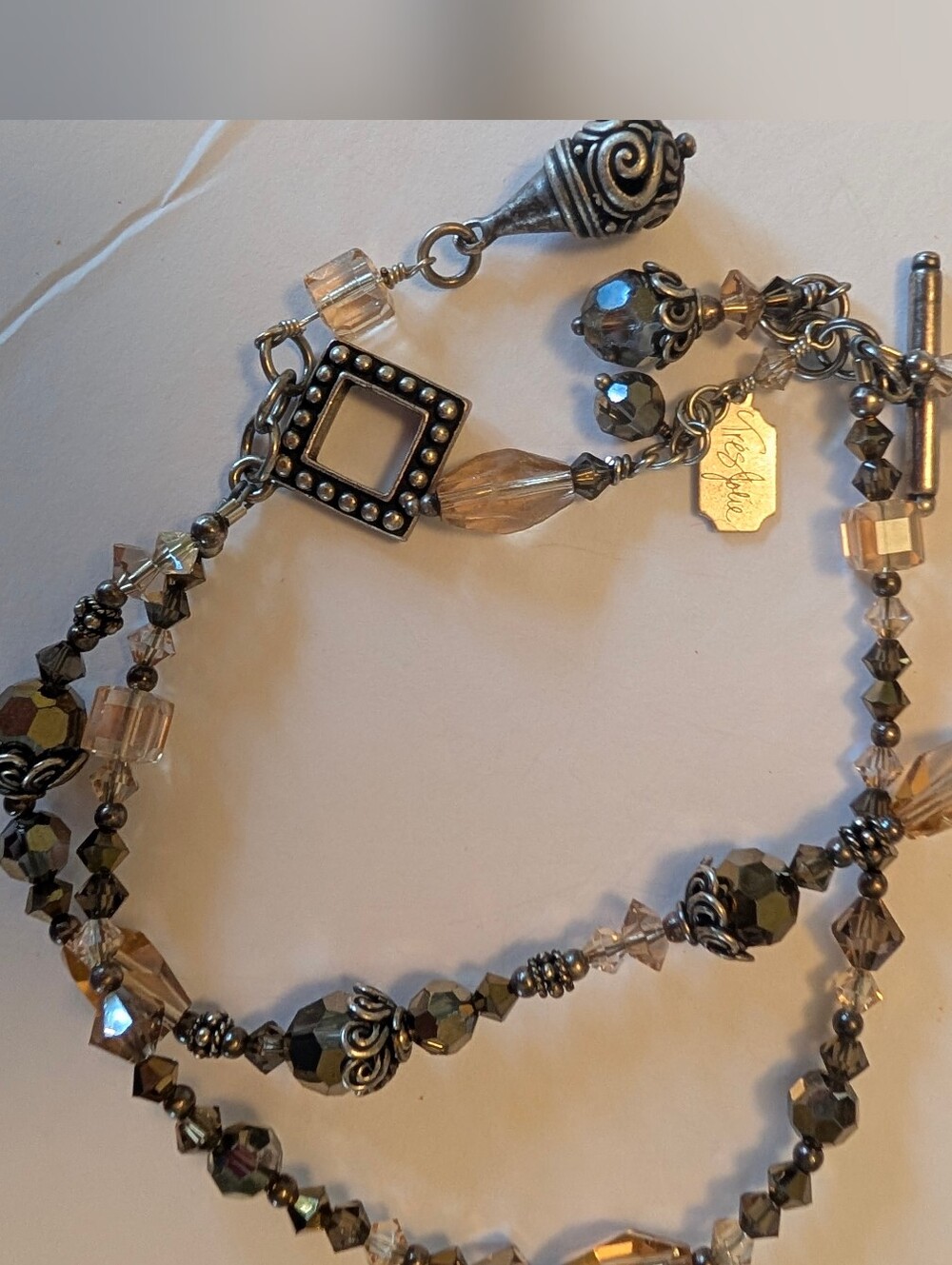Tres Jolie Wrap Bracelet In Silvertone Swarovski Crystal and Smoky Crystal
